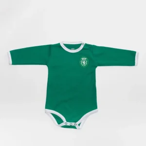 Body Manga Comprida Verde Logo Retro