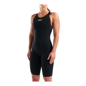 Fato de Banho Competição Mulher Arena Powerskin Veloce Black-Teal Costas Abertas