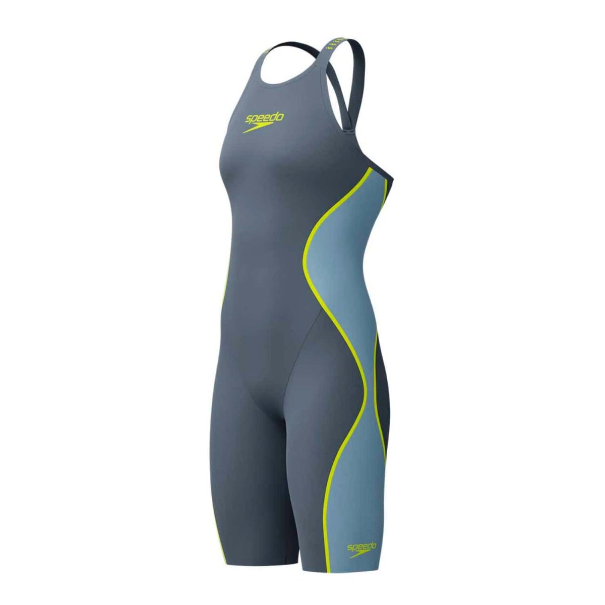 Speedo Fastskin LZR Pure Intent 2.0 Cinza Azul Amarelo Costas Fechadas - Image 2